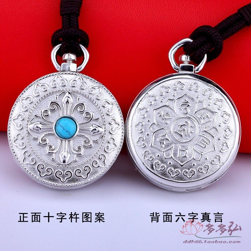 藏式嘎乌盒纯银金刚杵项链男女吊坠六字真言手工噶乌盒可打开挂件
