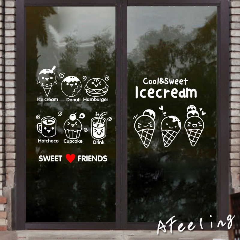 雪糕店小标识甜品奶茶玻璃贴纸图片