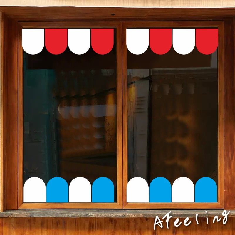 店铺玻璃橱窗拉花简约装饰墙角几何图形墙贴纸店铺气氛围装饰品