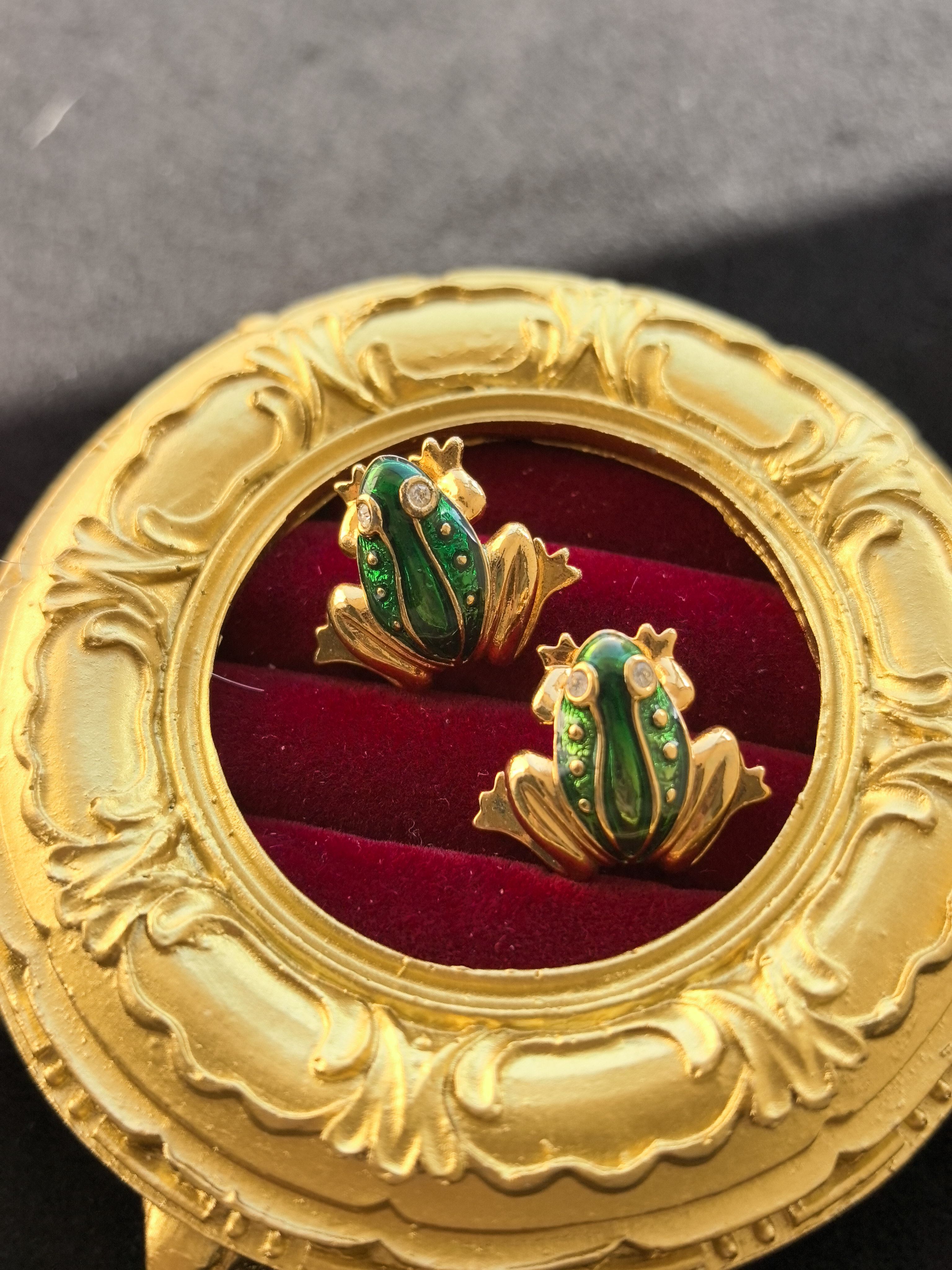 Avon素金珐琅青蛙刺针胸针趣味动物刺针1993年中古老货Vintage
