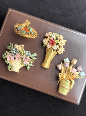 中古vintage复古宫廷风绕丝胸针女小众设计感胸花别针配饰