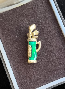 中古素金珐琅高尔夫胸针趣味胸针中古Vintage