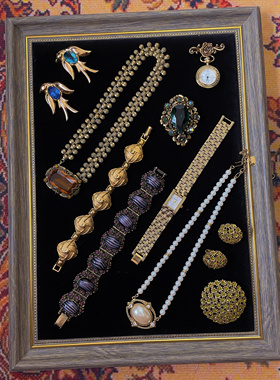 Vintage 中古云纹琉璃Czech老件冰糖Austria莱茵石胸针手链手表