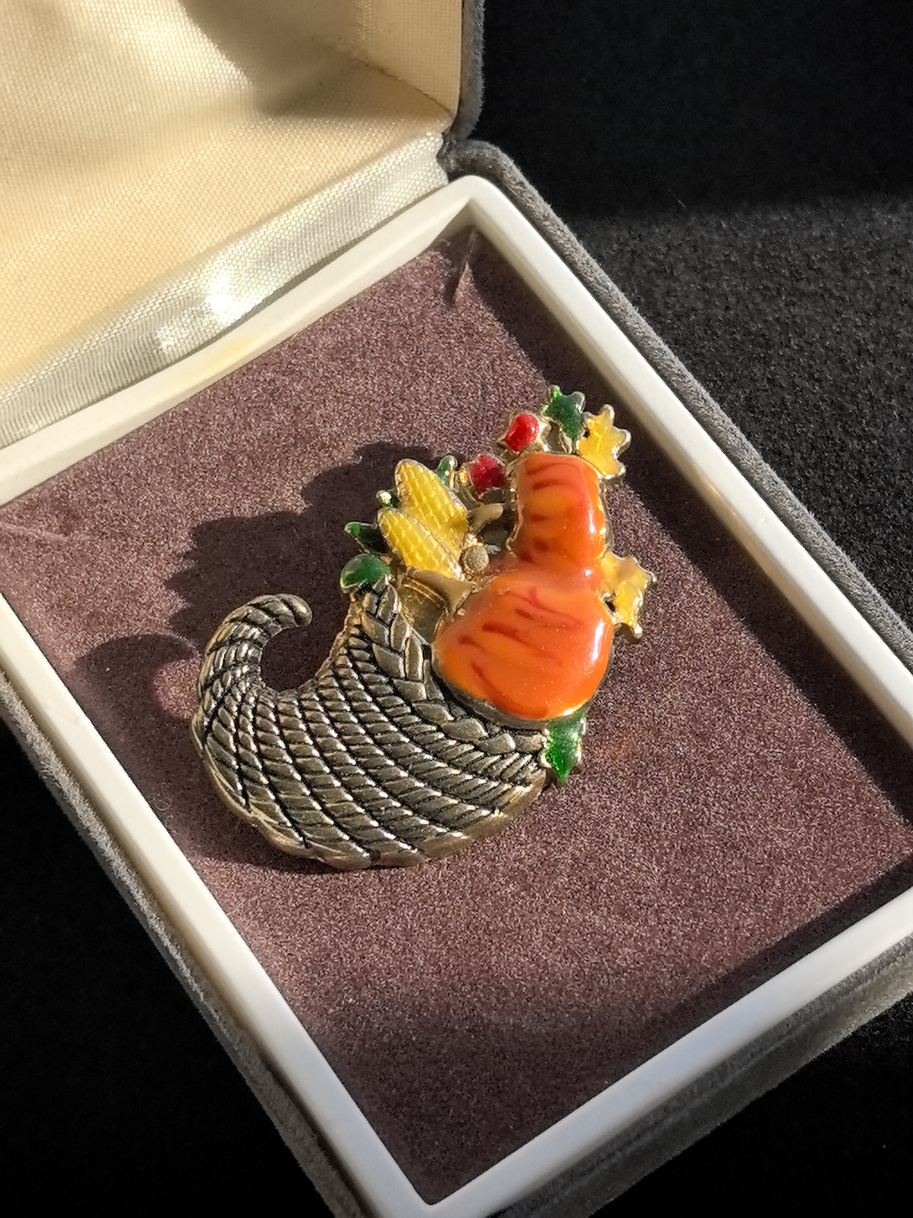 中古vintage复古彩色珐琅水果胸针孤品