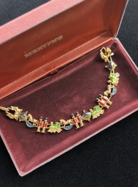 Avon素金珐琅滑轨手链中古Vintage