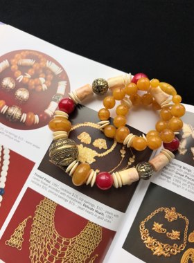 Avon 白色树脂珠书本款项链度假风波西米亚风中古孤品项链海报款