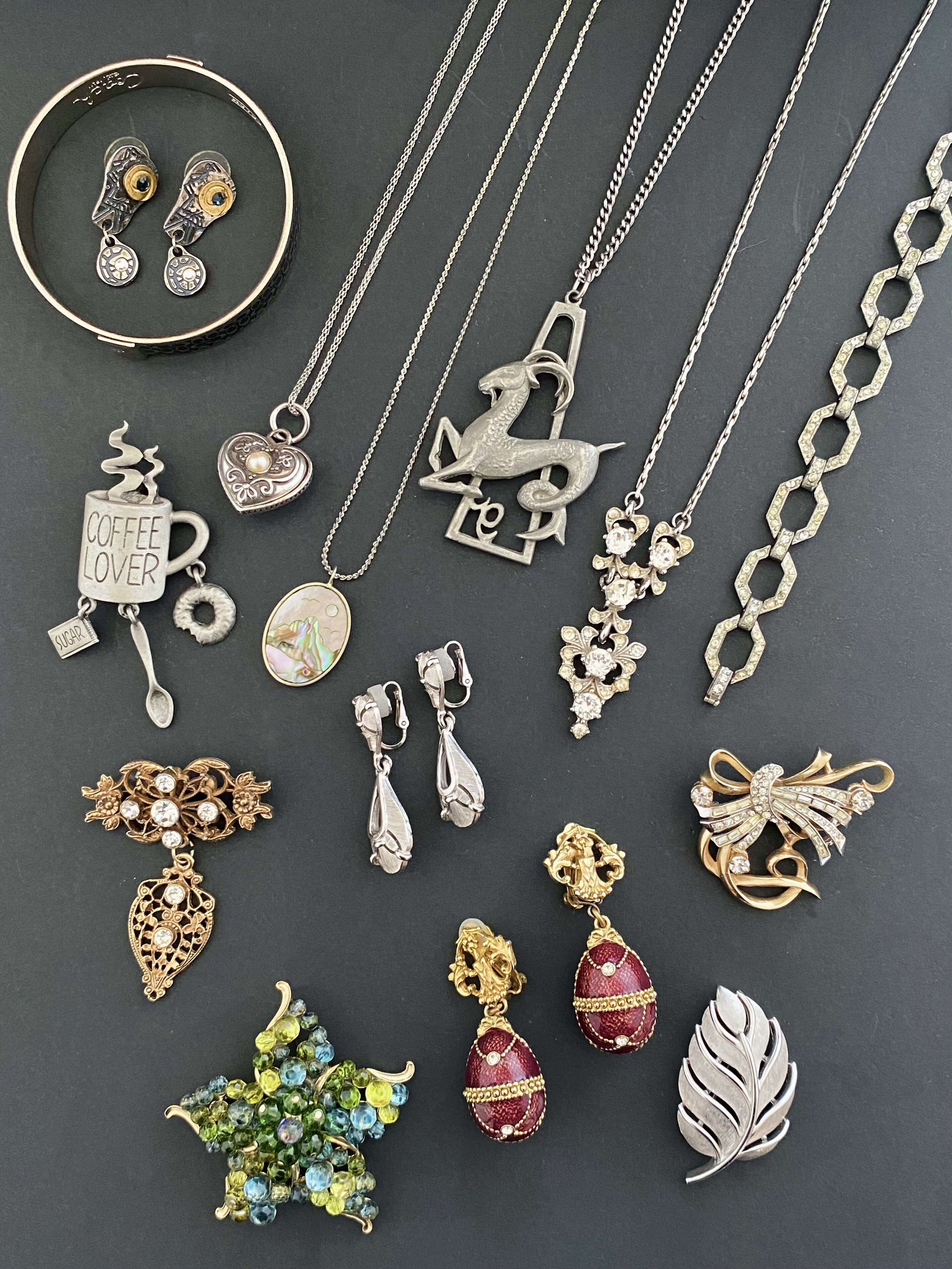 中古Vintage素银Trifari小众品牌JJ趣味胸针项链手链耳夹扫肩