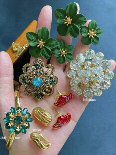 中古Vintage孤品回流trifari耳夹项链Napier琉璃项链胸针果冻花朵