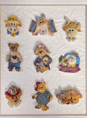 中古首饰孤品回流敲可爱美国Boyds Bears炸毛熊立体树脂胸针