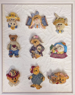 中古首饰孤品回流敲可爱美国Boyds Bears炸毛熊立体树脂胸针