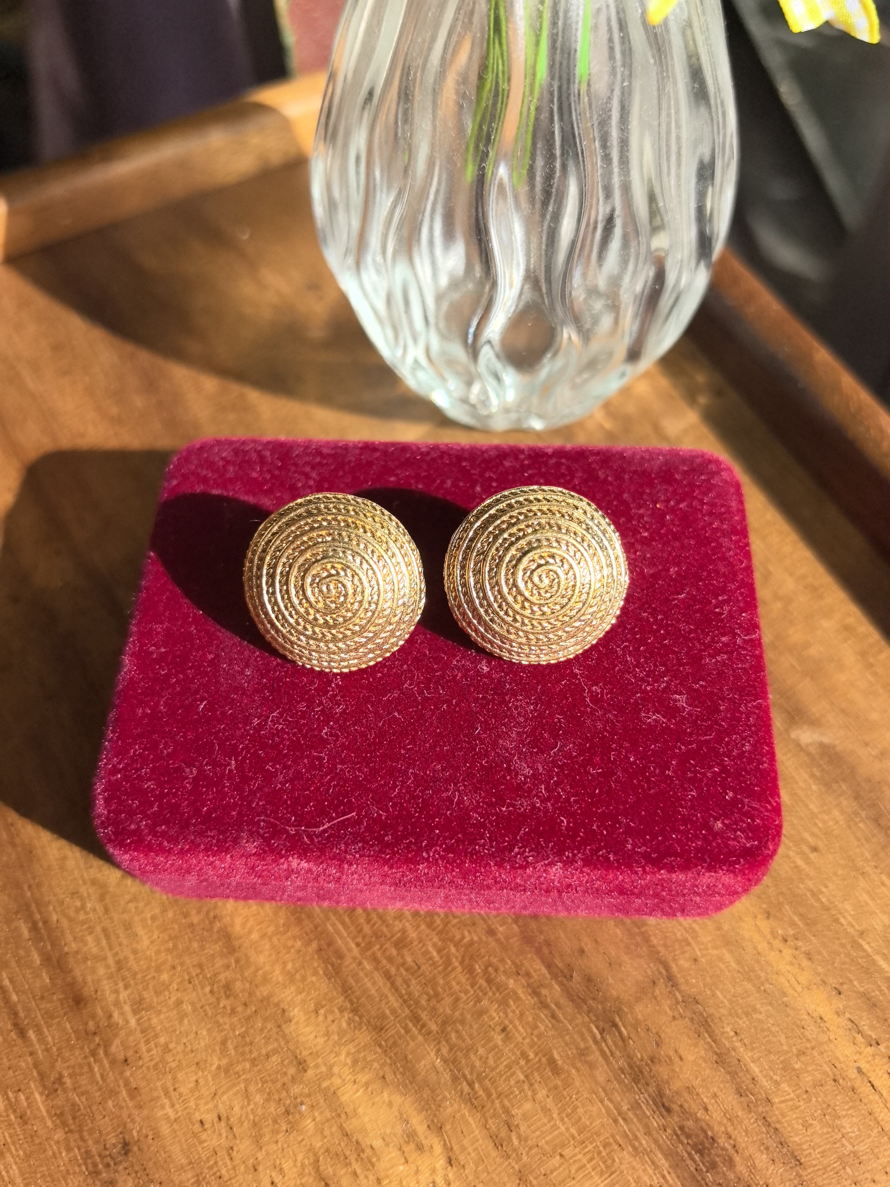 Avon 素金螺旋纹耳夹经典复古百搭中古Vintage