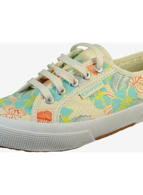 代购Superga女士帆布鞋透气轻便防滑耐磨花卉图案圆头平跟硫化底