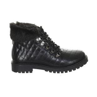 代购 户外 GUESS女士雪地靴保暖防滑耐磨轻便黑色圆头系带毛领冬季