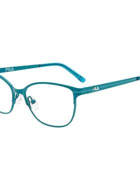 代购FILA女士眼镜架方形金属全框蓝色学习日常眼镜框