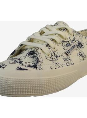 代购Superga女士帆布鞋透气轻便舒适软底花卉图案圆头系带平跟