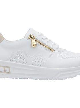 代购rieker女士休闲鞋舒适缓震易穿脱轻便行走运动鞋白色