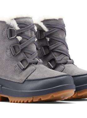 代购SOREL女士雪地靴保暖防滑防水轻便短筒系带毛绒内衬冬季雪地