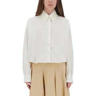 马海毛羊绒尼龙 Fabiana Filippi女式 蕾丝领短款 衬衫