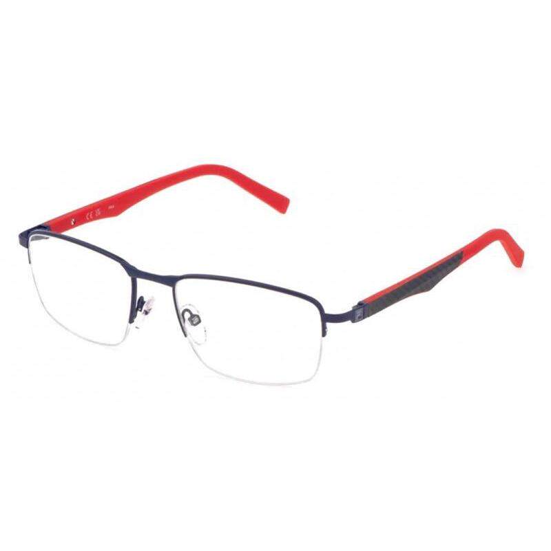 代购FILA男士眼镜架方形金属半框蓝红配色日常佩戴办公眼镜框