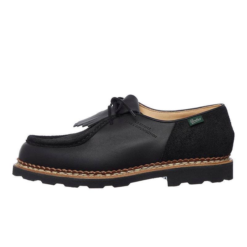 代购PARABOOT男士乐福鞋透气舒适耐用耐磨黑色圆头系带流苏