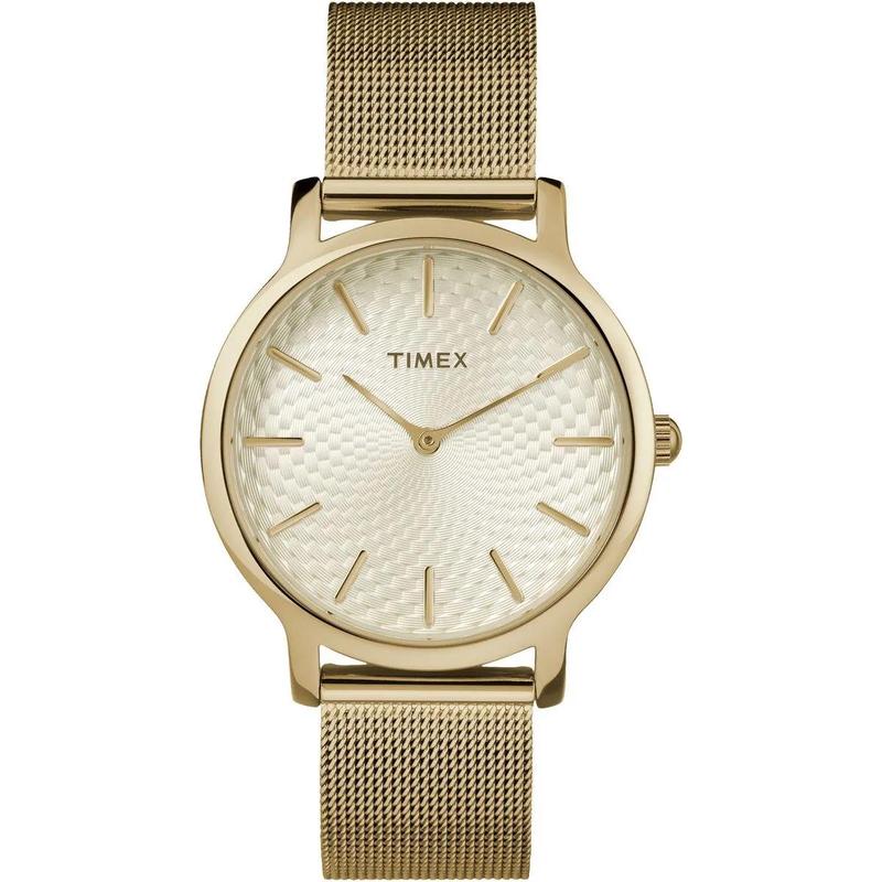 Timex/天美时中性简约金表超薄防水表盘不锈钢表带