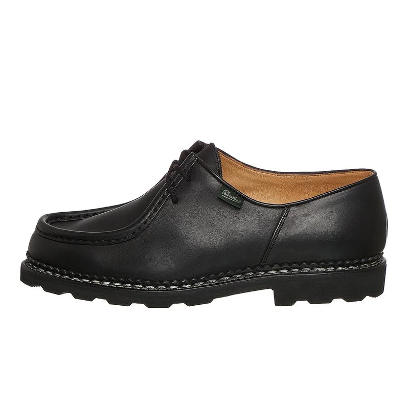 代购PARABOOT男士皮鞋透气耐磨防滑可换底黑色系带圆头牛皮商务