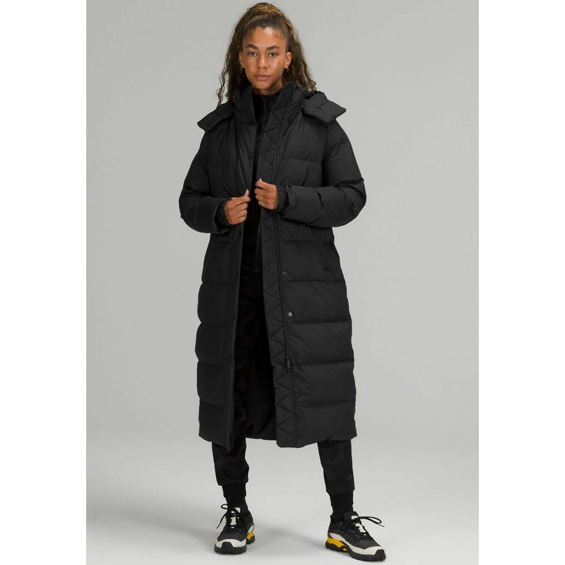 代购lululemon露露乐蒙女士羽绒服防风保暖防水可拆卸帽子黑色