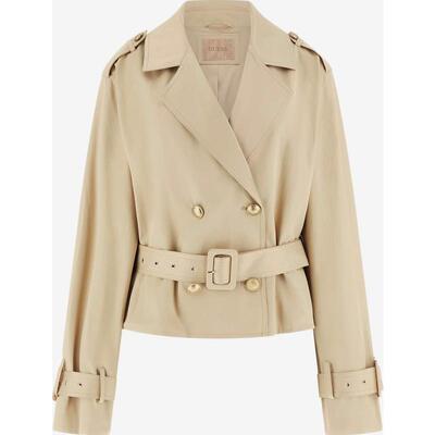 代购GUESS女士风衣保暖防风棉质单色春秋通勤外套爆款简约