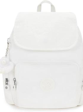 代购Kipling女士双肩包多口袋设计前袋储物侧袋收纳顶部提手白色