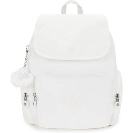 代购Kipling女士双肩包多口袋设计前袋储物侧袋收纳顶部提手白色