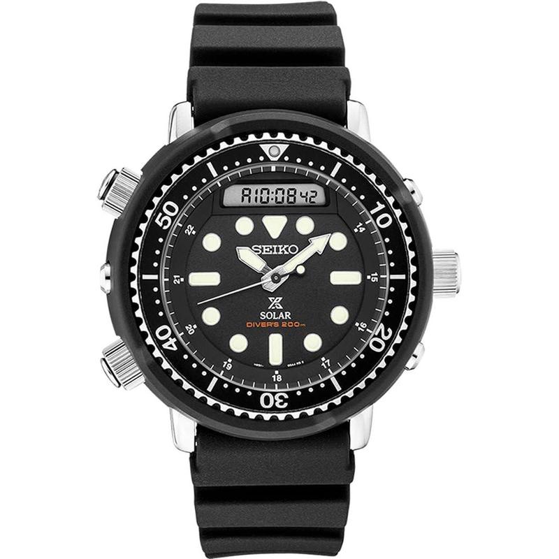 Seiko/精工石英太阳能潜水男表黑盘mm不锈钢防水米计时码表