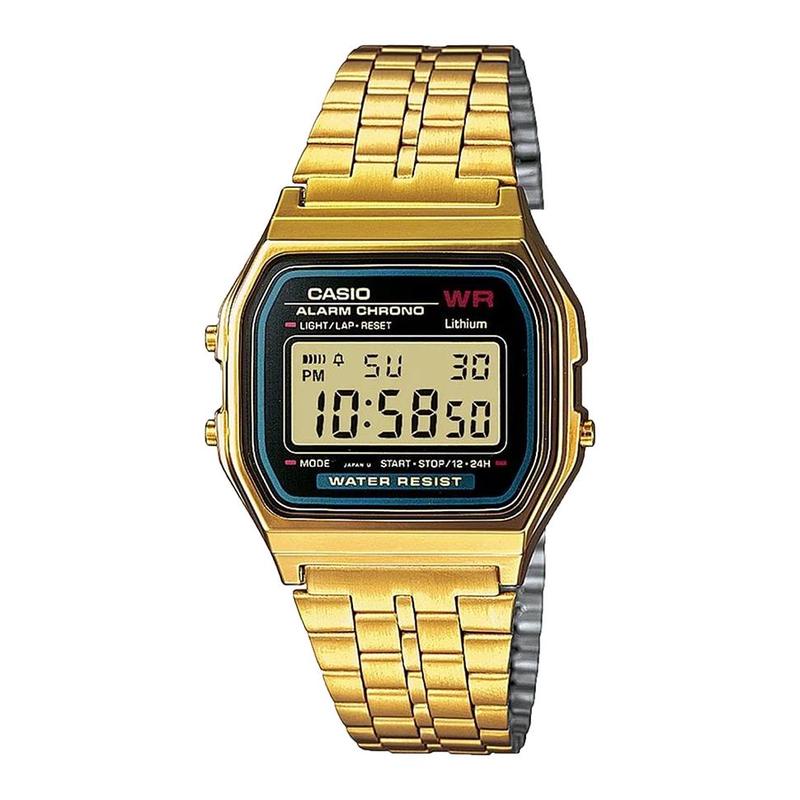卡西欧男女腕表闹钟计时日期夜光金色钢带防水金属商务休闲手表