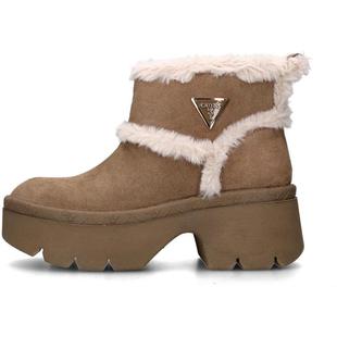 代购 GUESS女士雪地靴保暖防滑舒适软底绒毛边粗跟厚底三角标冬季