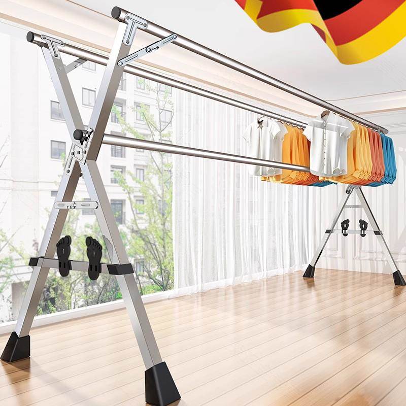 新款折叠晾衣架晒被子神器落地室内家用阳台不锈钢室外凉伸缩杆式