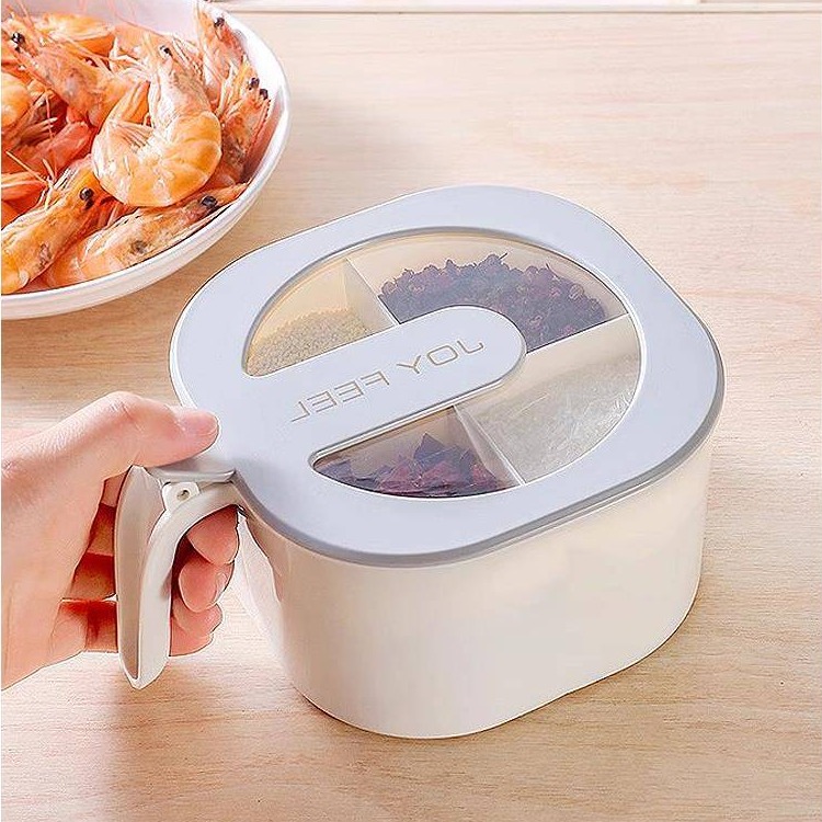 调料盒4格一体家用佐料多格收纳盒套装厨房带盖调味盒味精食盐罐