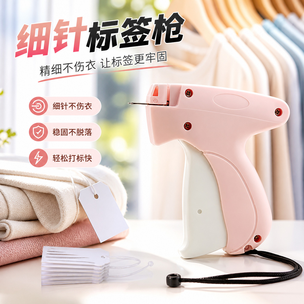 细针标签枪小型挂被子固定器衣服自动针枪标准牛仔裤腰围改大小