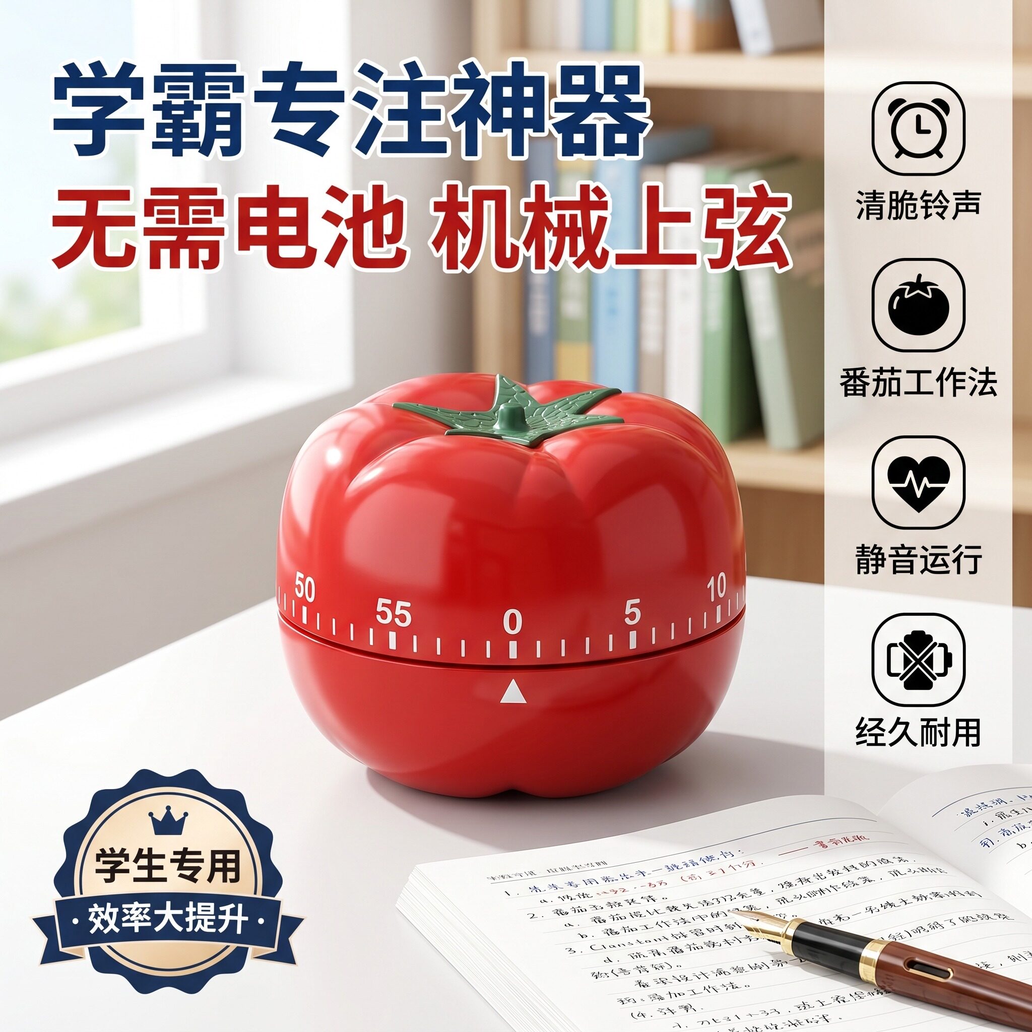 番茄学习计时器闹钟初高中小学生时间管理自律神器厨房机械定时器图片