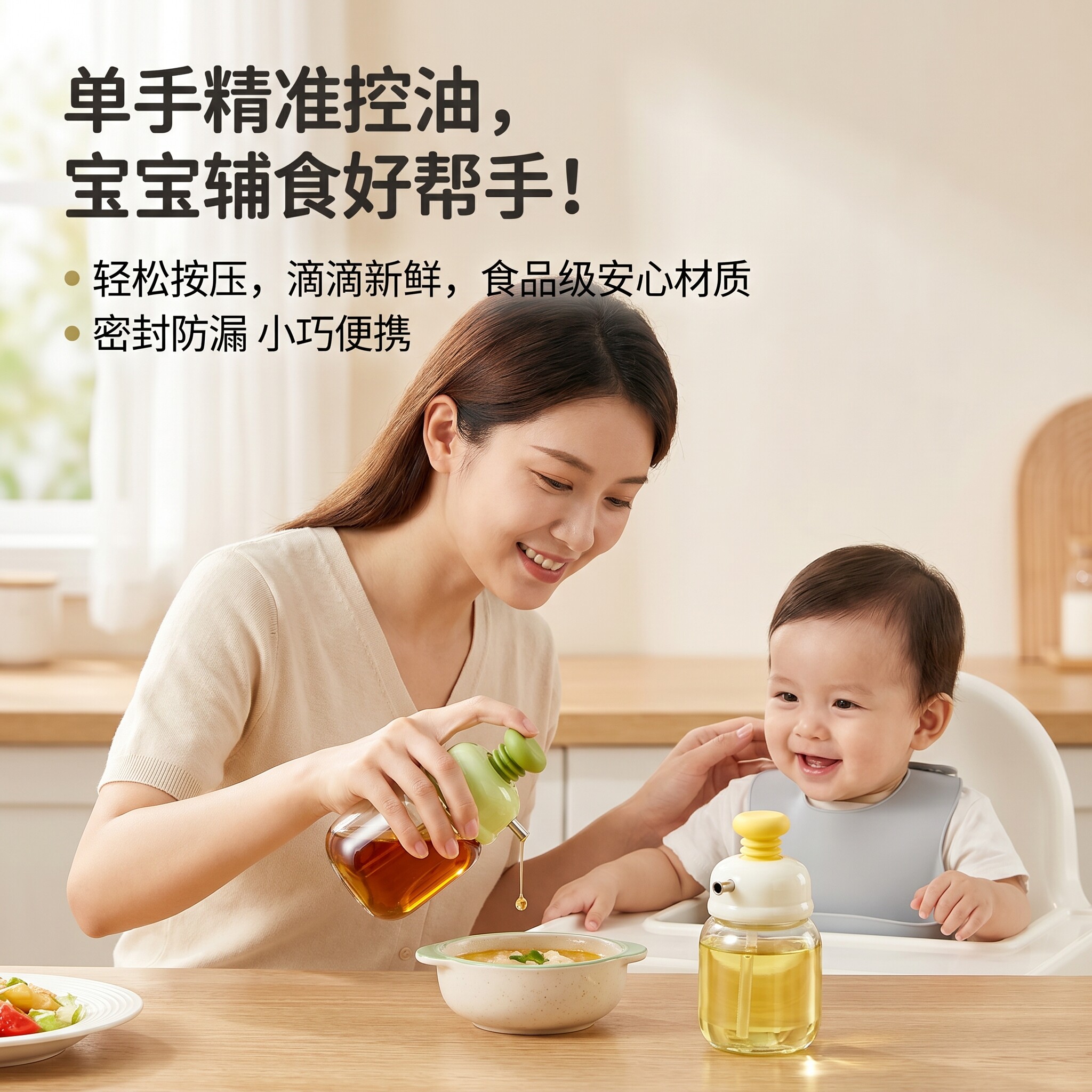 婴儿茶油分装瓶按压式精油油辅酱食油核桃香油瓶食品用级空调料瓶