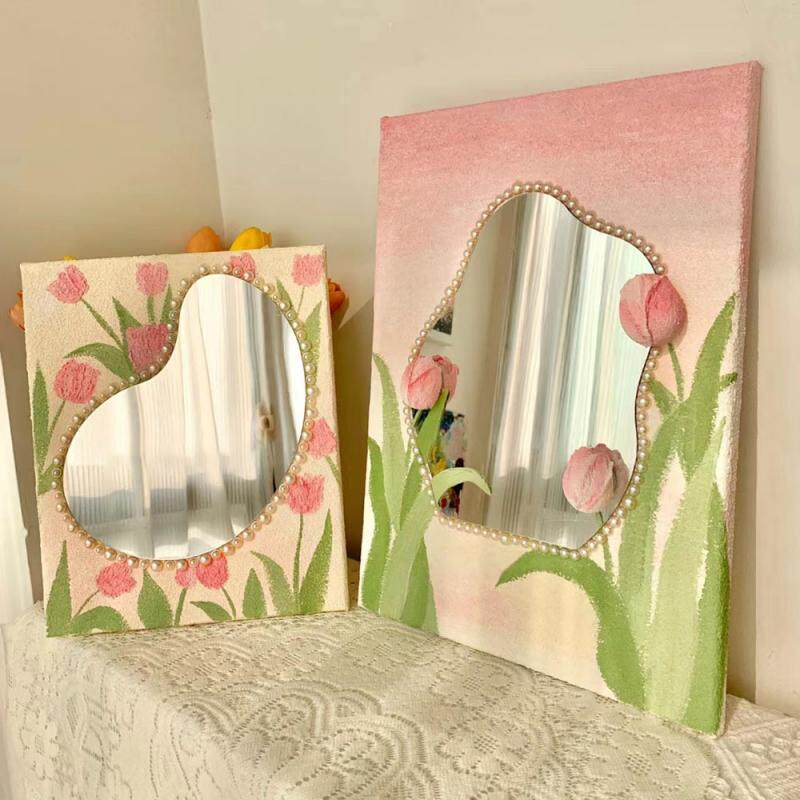 郁金香肌理画diy手工材料填充色丙烯石英砂油画镜子送女朋友礼物