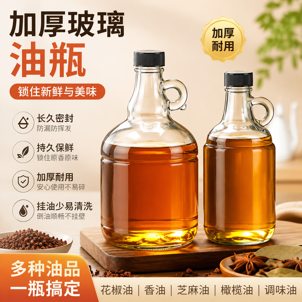 花椒油储存罐装油香油专用玻璃瓶油壶家用厨房不挂油芝麻油密封瓶