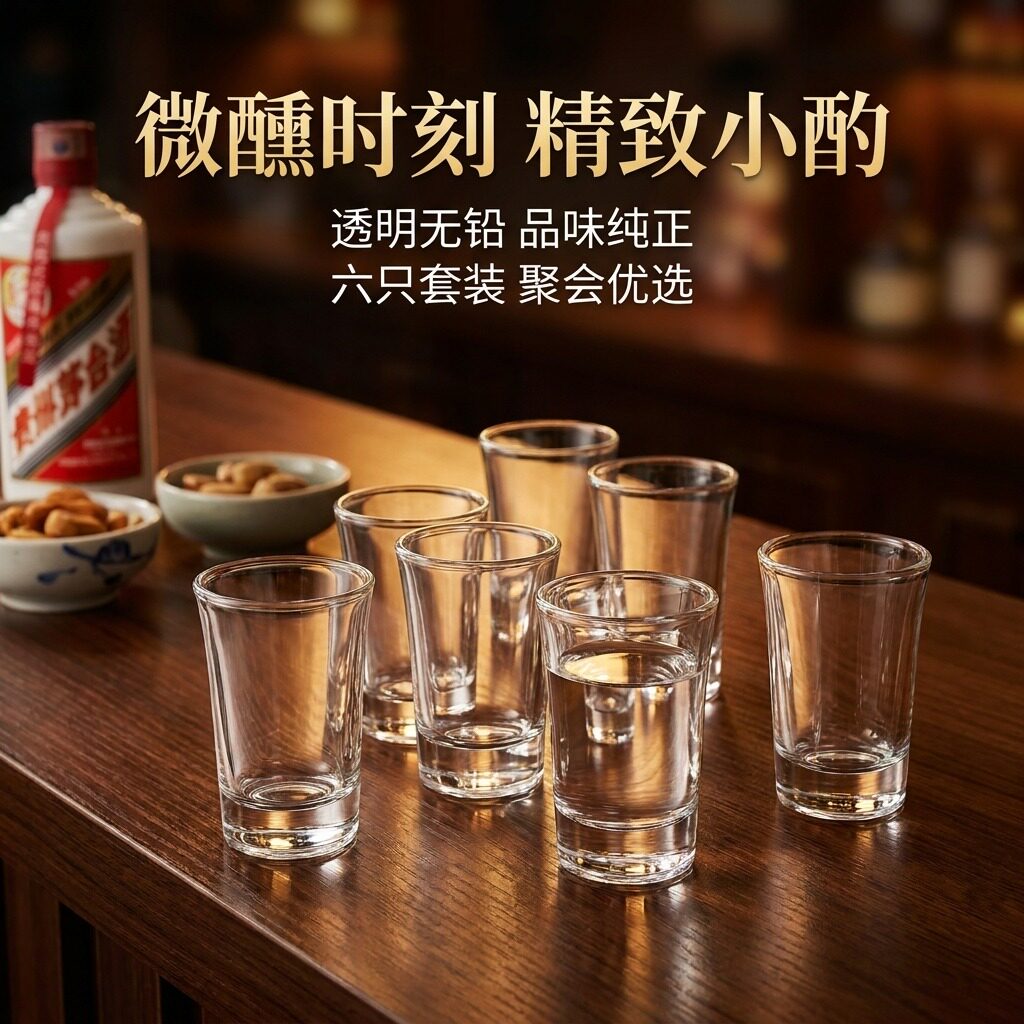 白酒杯一两玻璃小酒杯个人专用一口杯50ml毫升喝酒杯子烈酒杯具
