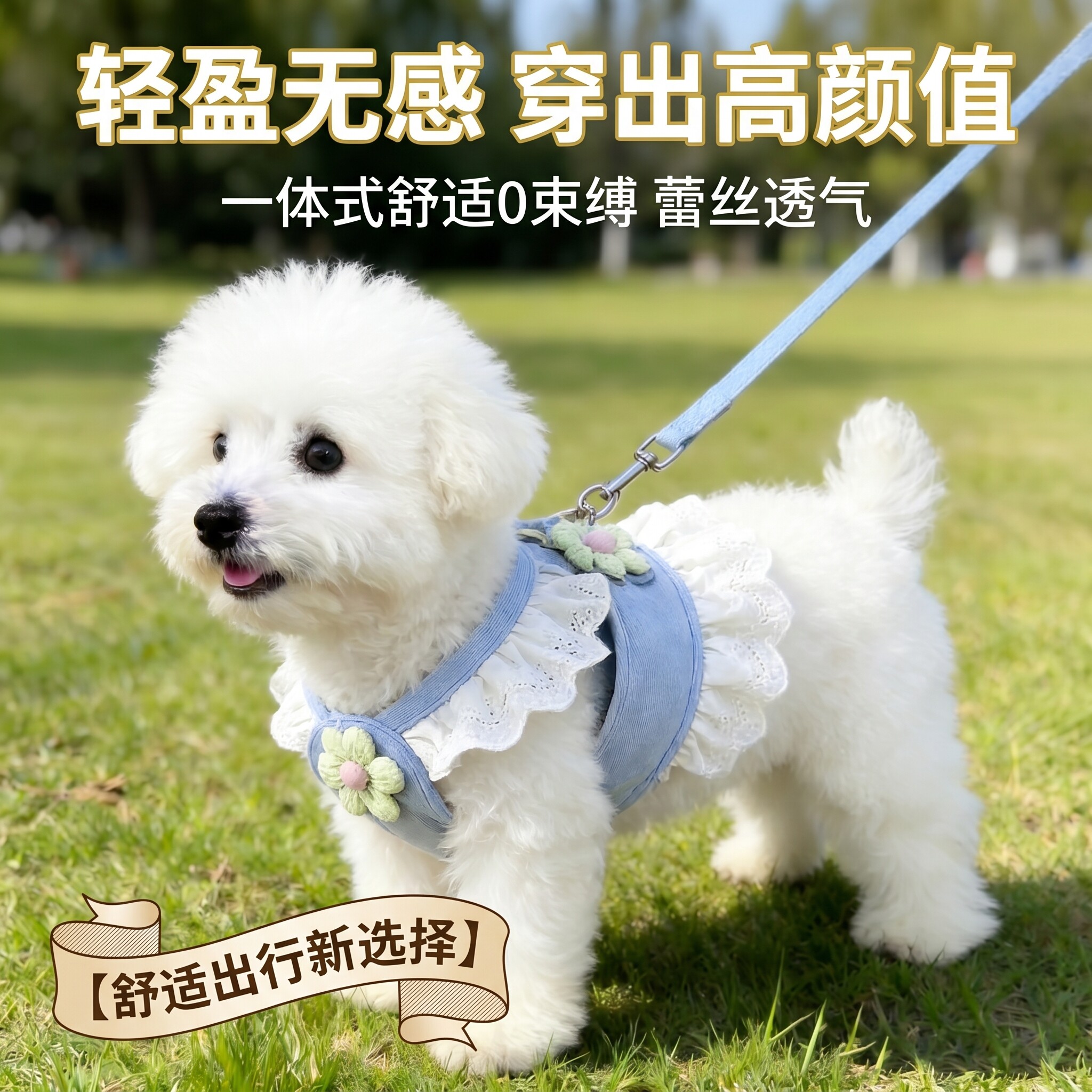 一体式胸背牵引绳猫防挣脱外出专用不勒脖狗绳子防咬断小型犬链子