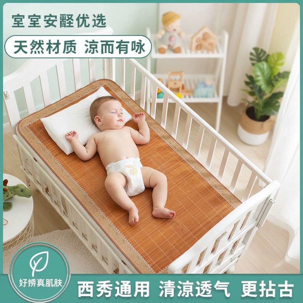 婴儿夏季凉席儿童拼接床幼儿园专用双面夏季宝宝学生宿舍竹席草席