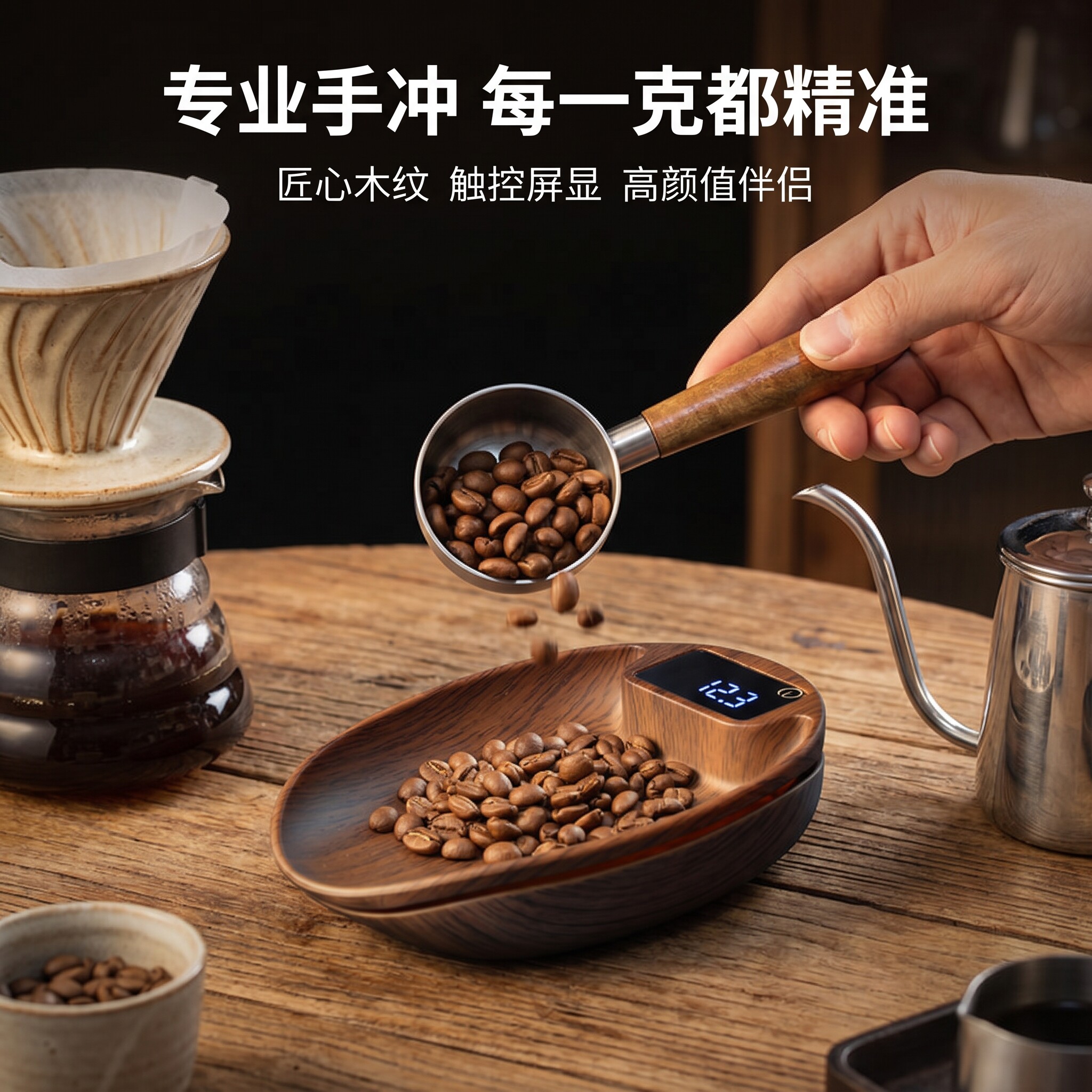 咖啡称豆盘手冲咖啡专用电子秤茶叶称家用便携式称豆碟咖啡称器具