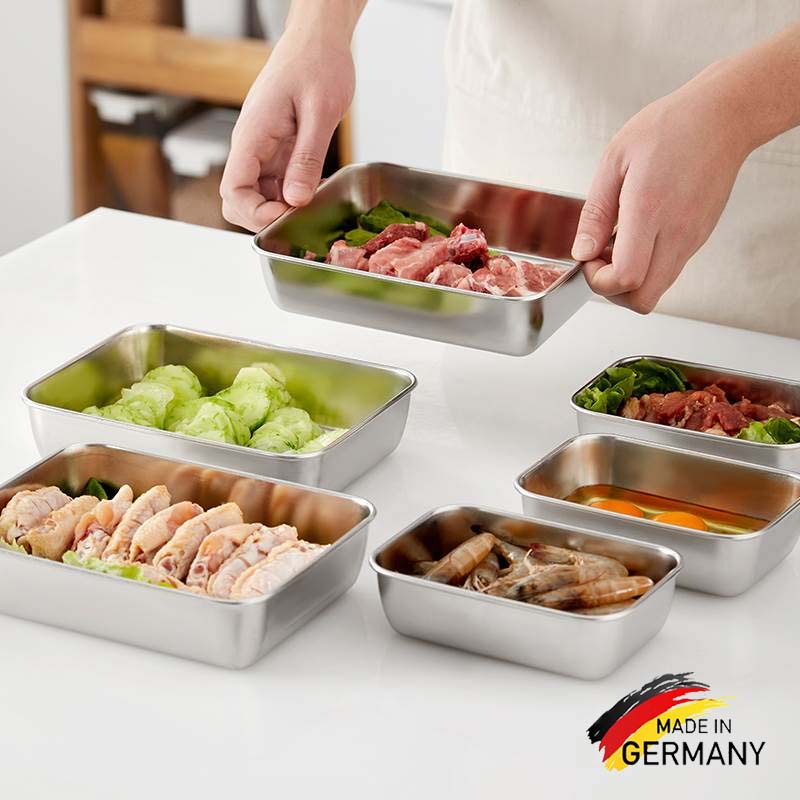 日式厨房不锈钢备菜盘火锅餐野餐配菜盘托盘方形料理方盘腌制盘子