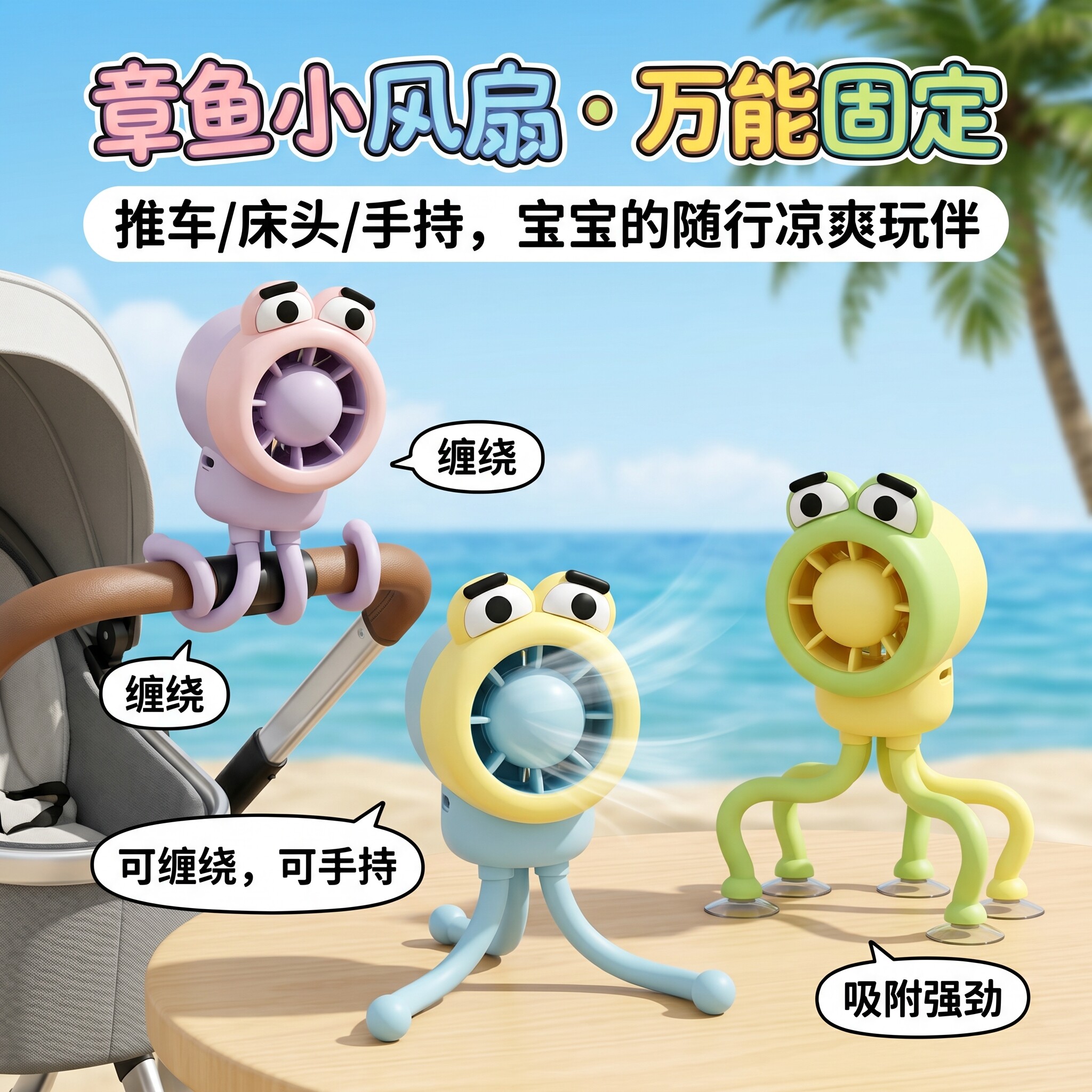 婴儿车小风扇超静音无声手持超长续航便携式随身学生上课夏季风扇