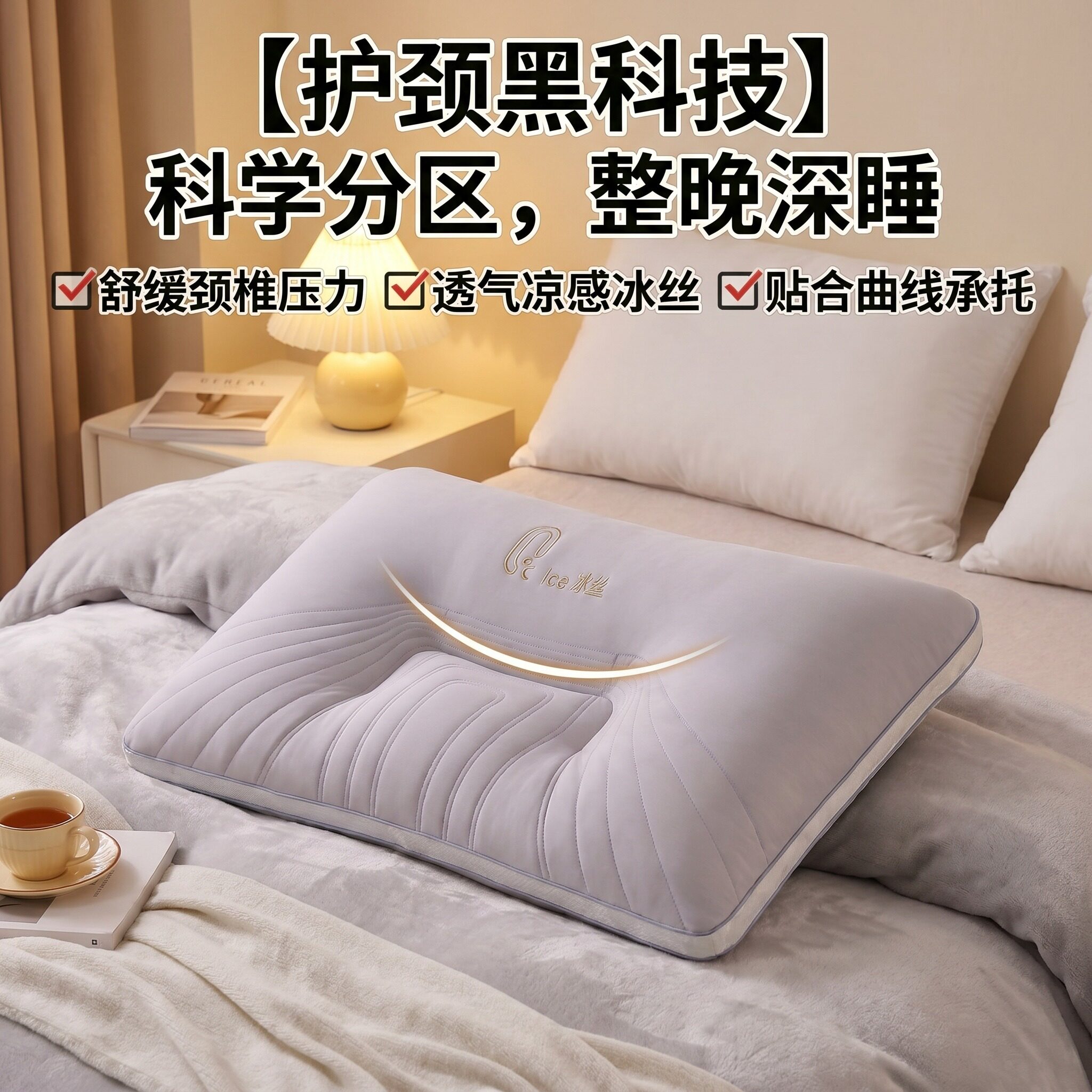 男士夏凉枕头护颈椎助睡眠夏天专用凉枕头套装一对冰丝凉感青少年