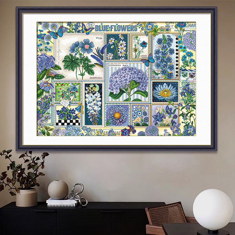 ks十字绣2025年新款植物花卉客厅卧室挂画自己绣手工刺绣蓝色记忆