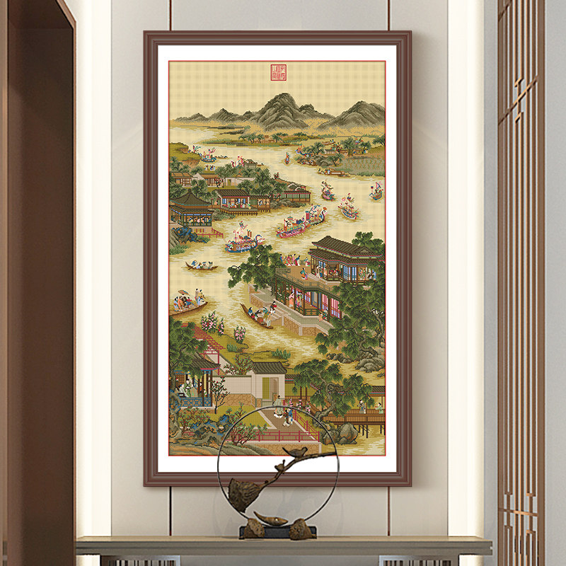 KS客厅大气十字绣2026新款线绣古风雍正十二月-五月竖版卧室挂画