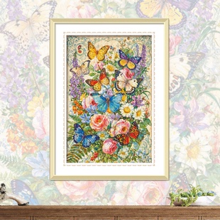 ks十字绣恋花精灵满绣蝴蝶简约现代新品花卉自己绣手工棉线DIY